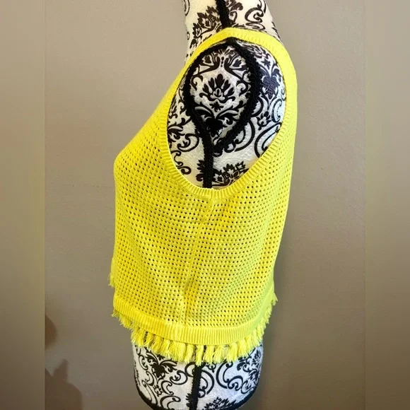 PINKO Yellow Crochet Fringe Tank Top - Picture 3 of 6